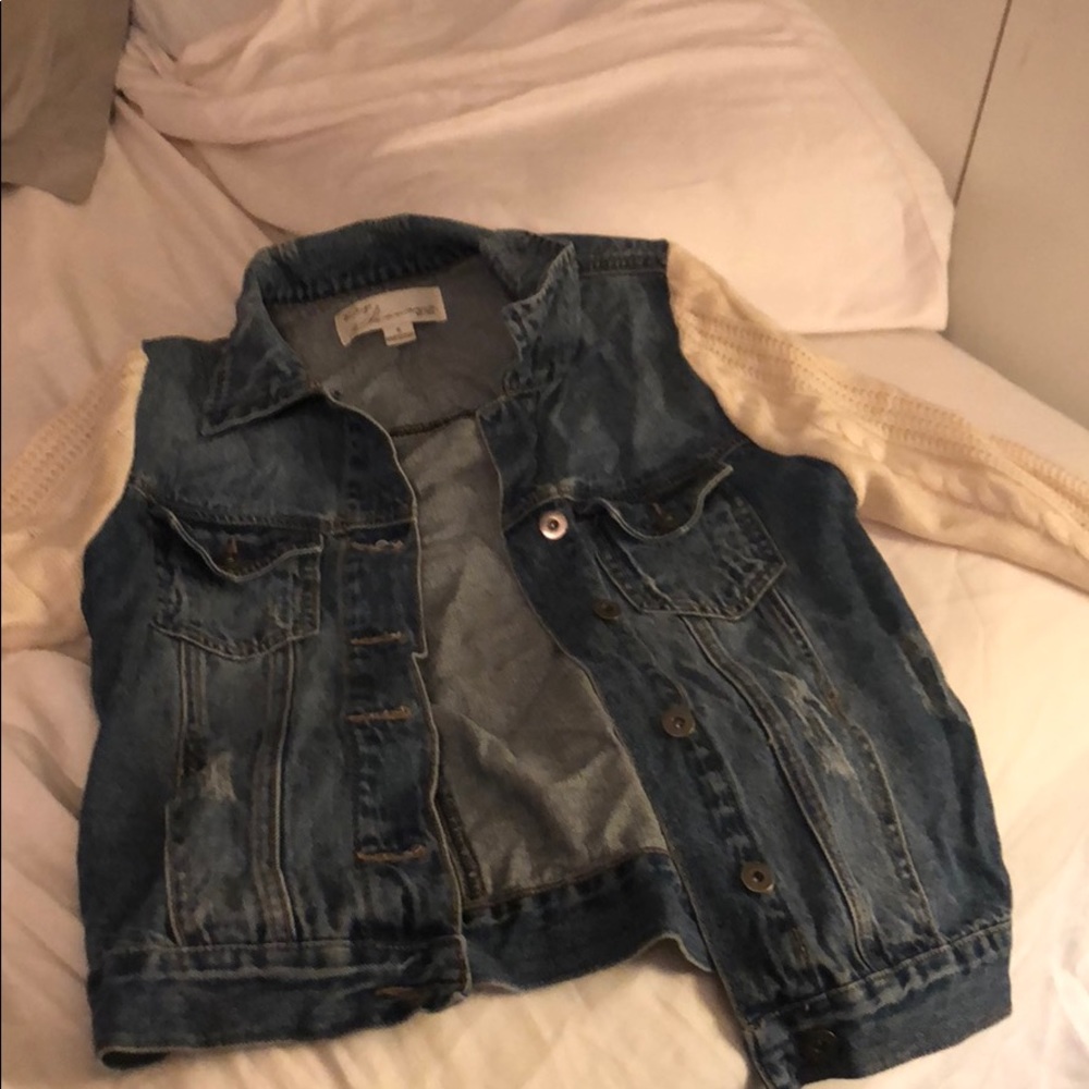Vintage Havana jean jacket with sweater sleeves